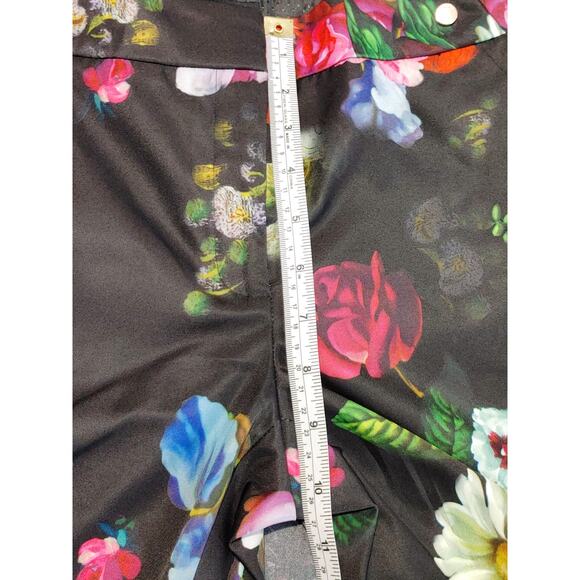 Ted Baker Diemond Oil Painting Floral Trouser Pants Mid Rise Black Womens Size 0 - Picture 7 of 8